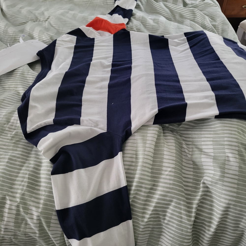 Lacoste Blue and White Long Sleeve Tee Classic Stripes